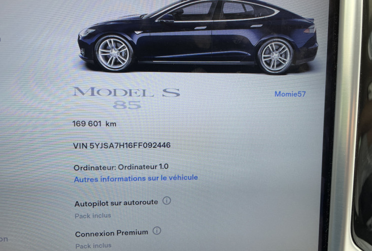 TESLA MODEL S 367 ch 85 kWh/AUTOPILOT/SUPER CHARGEUR A VIE/PACK HIVER/CAMERA