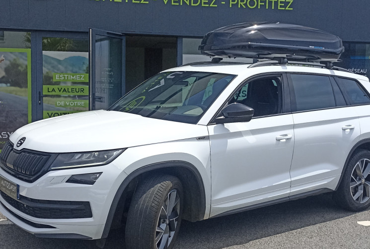 Skoda Kodiaq 2.0 TDI 150 ch – Finition Sportline – Boîte DSG7 – 7 places – Coffre de toit inclus