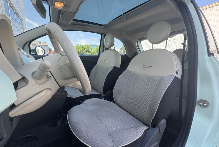 FIAT 500 Lounge 1.2 MPi 69 cv * Toit Panoramique * Radar de recul * VERT MENTHE * 1ère Main