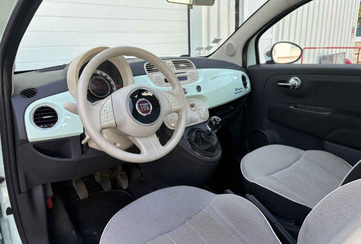 FIAT 500 Lounge 1.2 MPi 69 cv * Toit Panoramique * Radar de recul * VERT MENTHE * 1ère Main