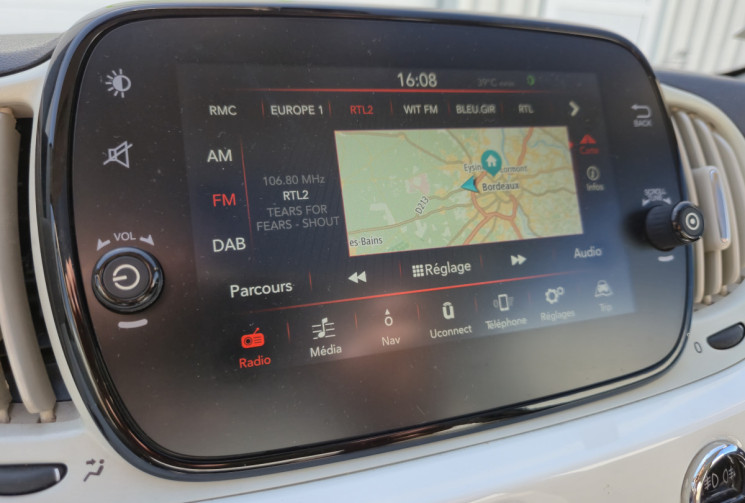 FIAT 500 1.2 8v 69ch Lounge * carplay * distribution neuve * toit panoramique * première main *     