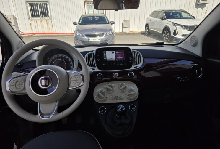 FIAT 500 1.2 8v 69ch Eco Pack Lounge * faible kilométrage* distribution neuve* carplay *            
