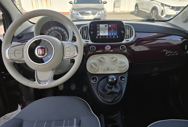 FIAT 500 1.2 8v 69ch Eco Pack Lounge * faible kilométrage* distribution neuve* carplay *            