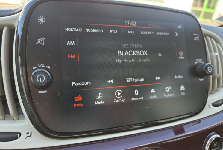 FIAT 500 1.2 8v 69ch Eco Pack Lounge * faible kilométrage* distribution neuve* carplay *            