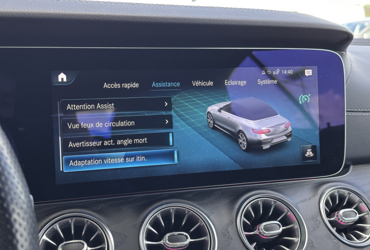 Mercedes CLASSE E CABRIOLET 220d 9G-TRONIC 194 cv PACK AMG - MULTIBEAM - BURMEISTER -CAM360