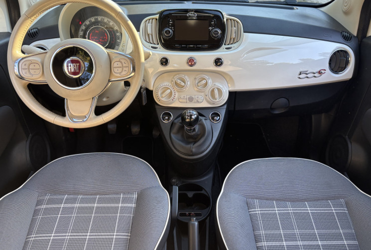 FIAT 500C 1.2L 69 CH - CABRIOLET - CLIM - BLUETOOTH - REGULATEUR - CT VIERGE - DISTRIB FAITE