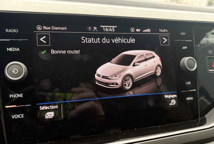 Volkswagen Polo VI 95 cv 1.0 TSI DSG7  * Carplay * Radars * Régul Adaptatif * Entretien Volkswagen