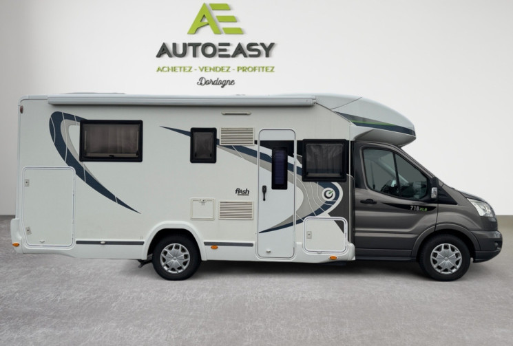 Ford Transit 2.2 155CH - CHAUSSON 718 XLB - CAMPING CAR / PARABOLE / PANNEAU SOLAIRE / CAMERA