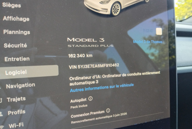 Tesla Model 3  Phase 2 Standard RWD - 1°Main - Très bon état - SOH 79% - NMC