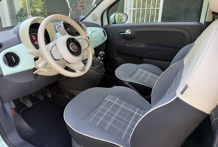 FIAT 500  LOUNGE 1.2 MPi 69 ch / Toit Panoramique / Bluetooth / Entretien et distribution à jour
